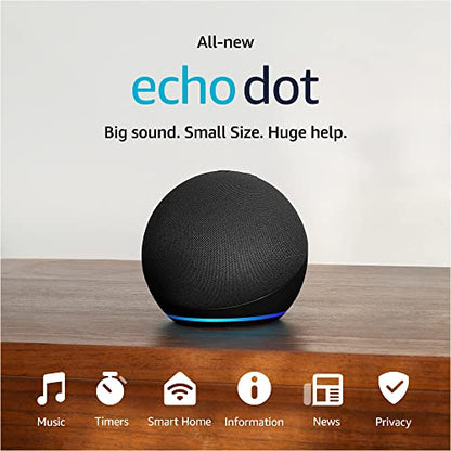 Amazon Echo Dot, Vibrant sounding Alexa speaker, Great for bedrooms, dining rooms and offices, Charcoal