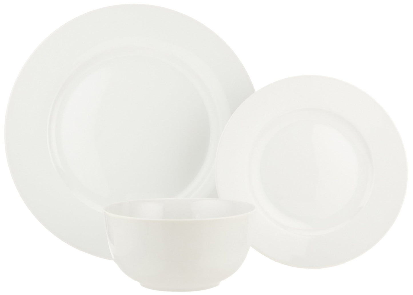 Amazon Basics Kitchen Dinnerware Set, Microwave and Dishwasher Safe, Plates, Bowls, Service for 6, 18-Piece, White