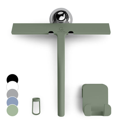 GÜTEWERK Shower Squeegee for Glass Doors, Silicone Window Squeegee, Bathroom and Glass Cleaning - Green - 9 Inch