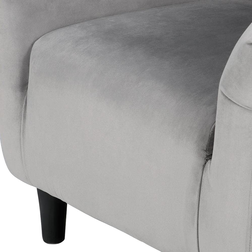 Yaheetech Living Room Chair, Velvet Accent Chair, Upholstered Barrel Chair, Sitting Chair with Armrest and Low Back for Living Room Bedroom Reception Room, Gray