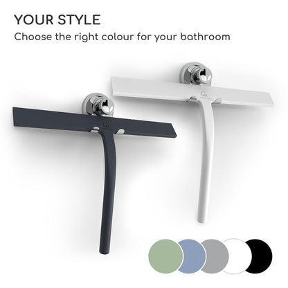 GÜTEWERK Shower Squeegee for Glass Doors, Silicone Window Squeegee, Bathroom and Glass Cleaning - Green - 9 Inch