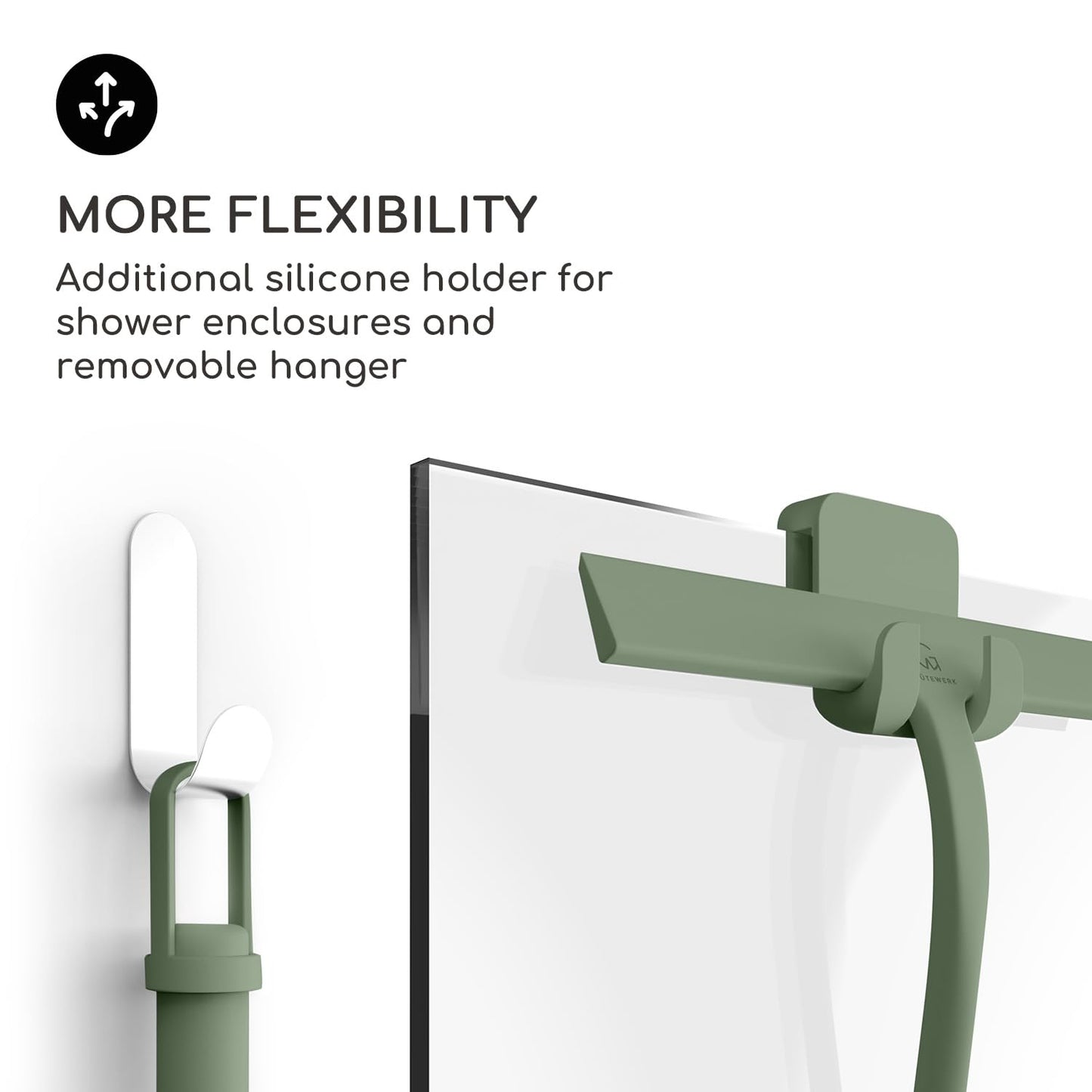 GÜTEWERK Shower Squeegee for Glass Doors, Silicone Window Squeegee, Bathroom and Glass Cleaning - Green - 9 Inch