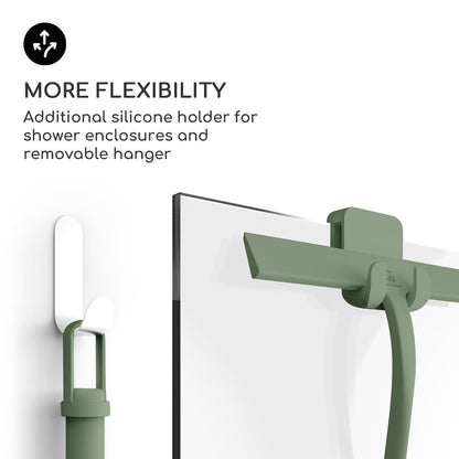 GÜTEWERK Shower Squeegee for Glass Doors, Silicone Window Squeegee, Bathroom and Glass Cleaning - Green - 9 Inch