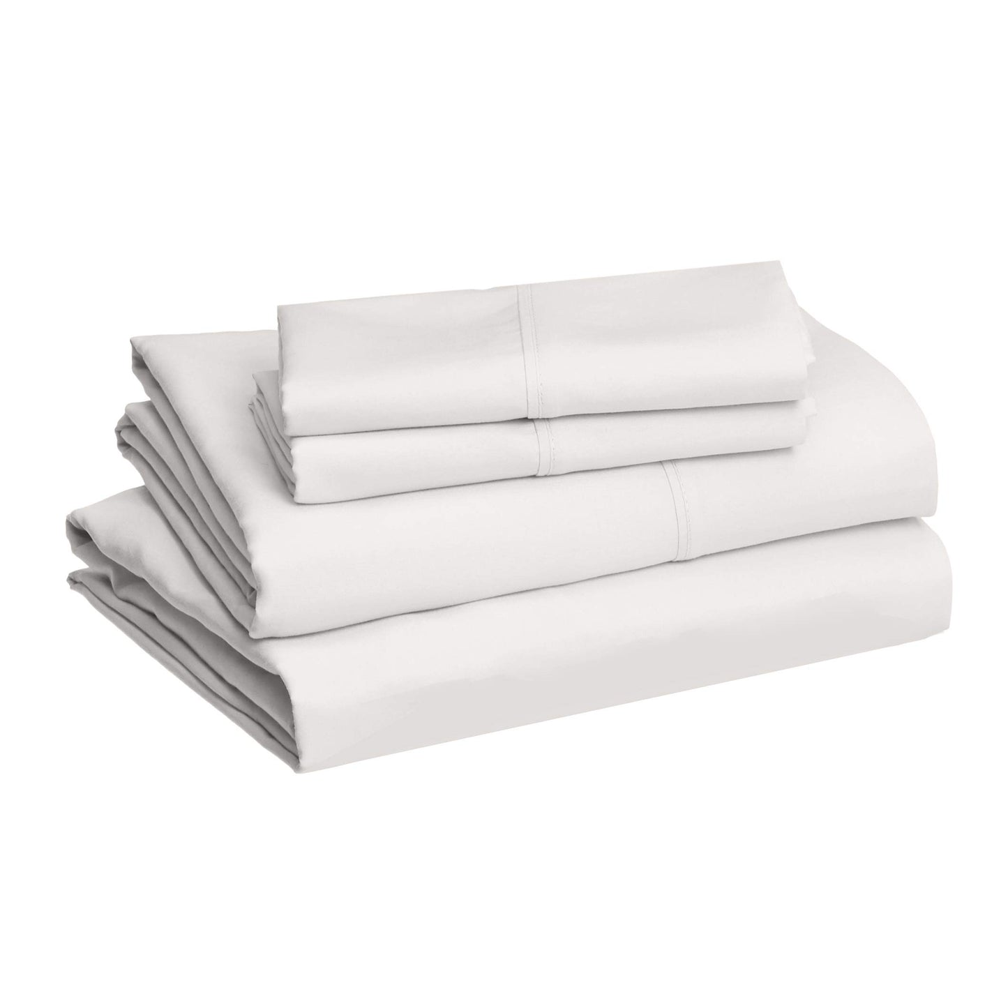 Amazon Basics Lightweight Super Soft, Wrinkle-Free, Breathable Microfiber 4 Piece Bed Sheet Set with 14-Inch Deep Pockets, Queen, Cream, Solid