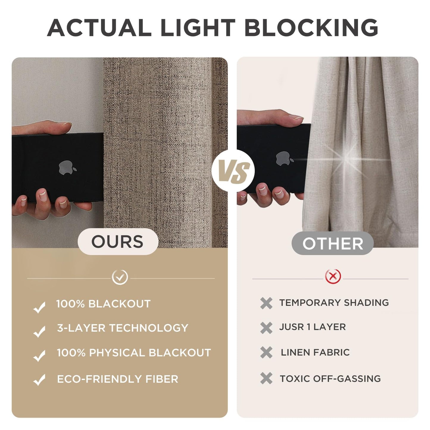 Joydeco Blackout Curtains for Bedroom - Nature Linen 84 Inch Long 100% Light Blocking 2 Panels Set, Rod Pocket & Back Tabs Living Room Drapes, Thermal Insulated Room Darkening Window Curtains