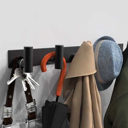 VAEHOLD Black Hat and Coat Wall Mount Rack 5 Hooks for Robes, Bags, Keys, and Towels Bathroom Towel Hanger Organizer (1 Pack)