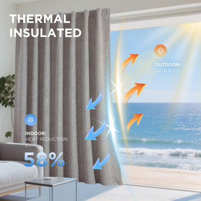 Joydeco Blackout Curtains for Bedroom - Nature Linen 84 Inch Long 100% Light Blocking 2 Panels Set, Rod Pocket & Back Tabs Living Room Drapes, Thermal Insulated Room Darkening Window Curtains