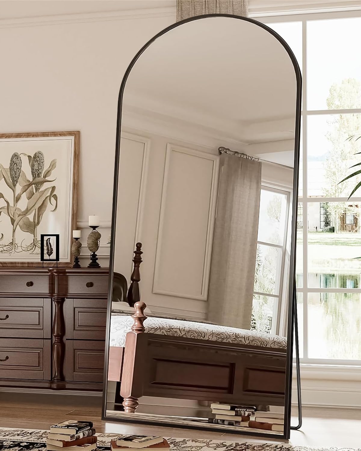 Antok Full Length Mirror, 71"x28" Floor Mirror, Arched Floor Standing Freestanding Arch Full Body Mirrors with Stand for Bedroom, Hanging Mounted for Living Room Cloakroom,Black