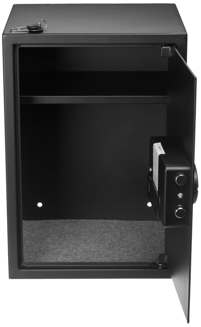 Amazon Basics Steel Home Security Electronic Safe with Programmable Keypad Lock for Documents, Jewelry, Valuables, 1.8 Cubic Feet, Black, 13.8"W x 13"D x 19.7"H