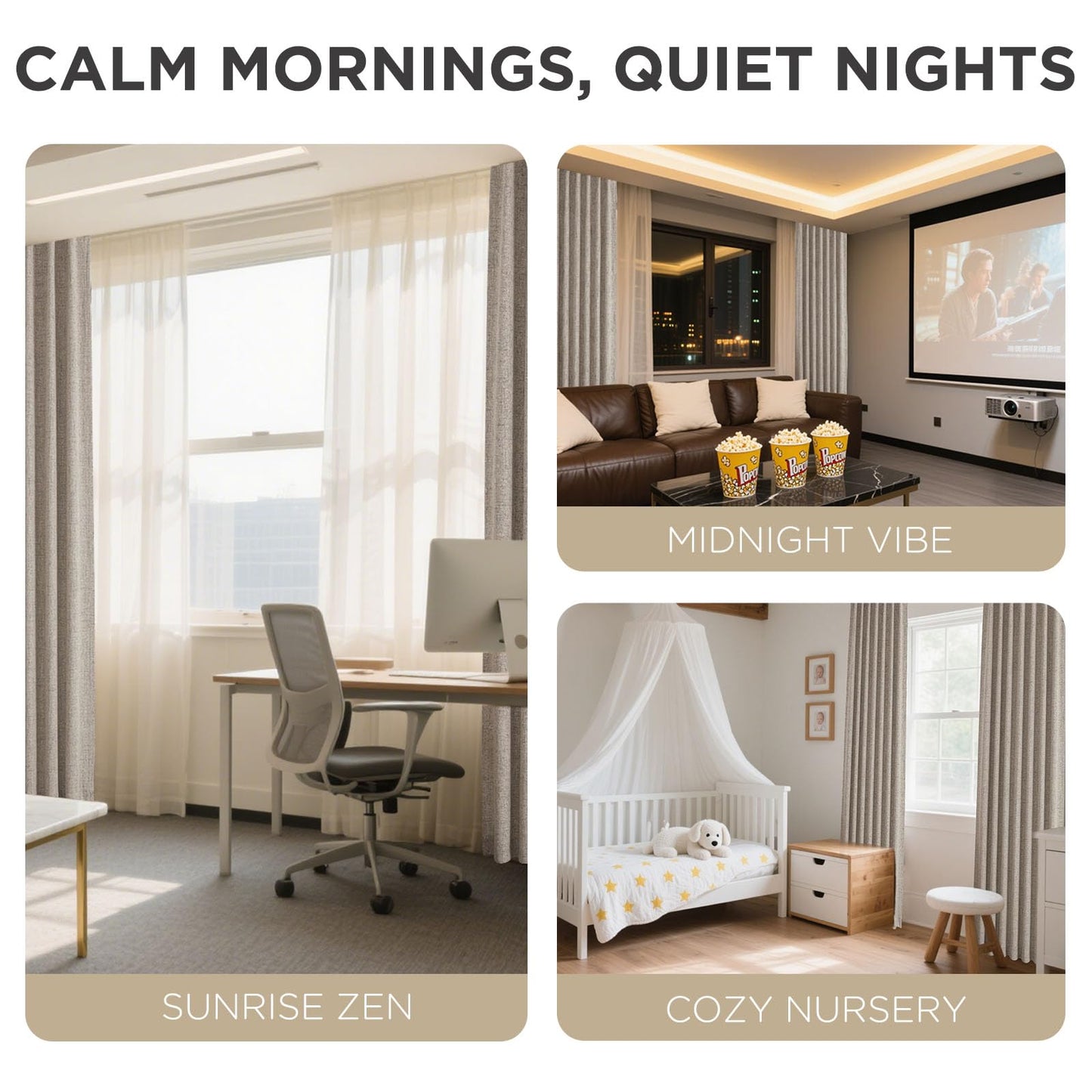 Joydeco Blackout Curtains for Bedroom - Nature Linen 84 Inch Long 100% Light Blocking 2 Panels Set, Rod Pocket & Back Tabs Living Room Drapes, Thermal Insulated Room Darkening Window Curtains