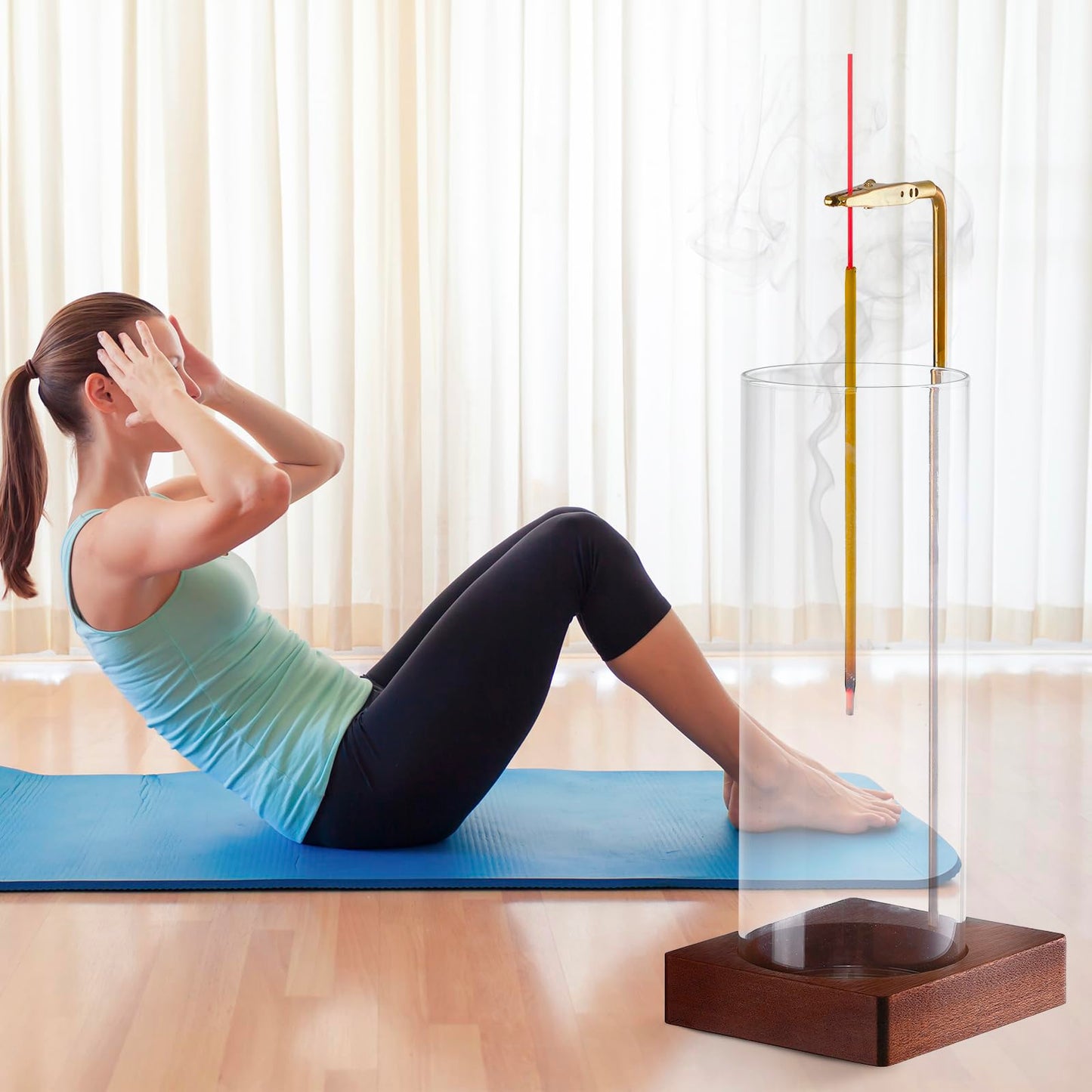 Durmmur Incense Holder for Sticks, Insence-Stick Holder Ash Catcher with Removable Glass [Anti-Ash Flying], Mess-Free Incense Burner Holder, Perfect for Meditation Yoga Relaxation,Home Decor