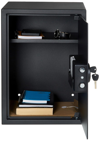 Amazon Basics Steel Home Security Electronic Safe with Programmable Keypad Lock for Documents, Jewelry, Valuables, 1.8 Cubic Feet, Black, 13.8"W x 13"D x 19.7"H