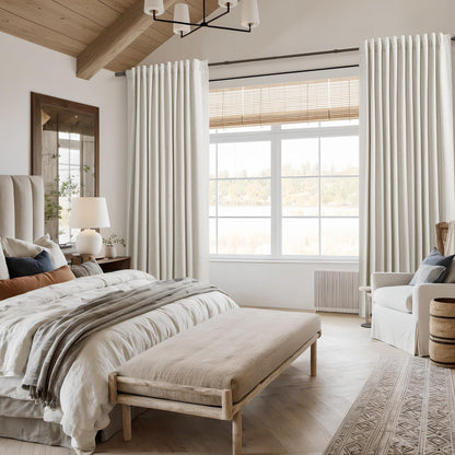 Guken Cream Linen Blackout Curtains 84 Inch Length 2 Panels Set for Living Room Bedroom Back Tab Thermal Insulated 100% Black Out Linen Drapes Room Darkening Window Curtains Ivory Natural