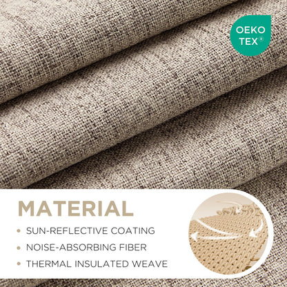 Joydeco Blackout Curtains for Bedroom - Nature Linen 84 Inch Long 100% Light Blocking 2 Panels Set, Rod Pocket & Back Tabs Living Room Drapes, Thermal Insulated Room Darkening Window Curtains