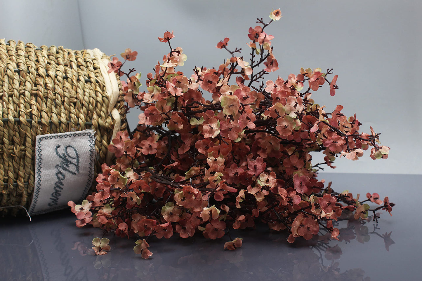 JAKY-Global Babys Breath Silk Artificial Flowers 6 Bundle European Fake Flowers Decor Wedding Party Fall Stems Decoration Bouquets DIY Home Garden,Farmhouse,Living Room Decor (Beige Brown-6pcs)