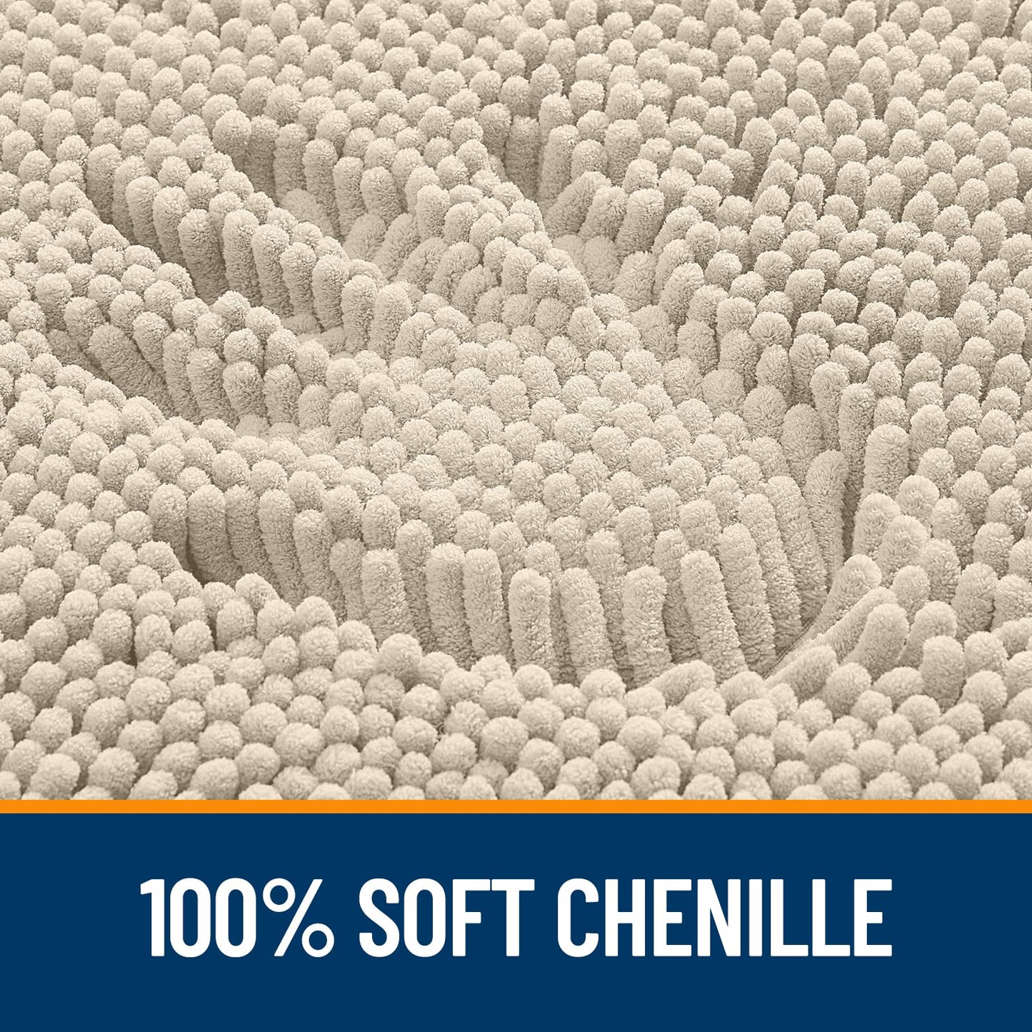 OLANLY Bathroom Rugs 36x24, Extra Soft Absorbent Chenille Bath Rugs, Rubber Backing Quick Dry, Machine Washable Bath Mats for Bathroom Floor, Tub and Shower, Home Decor Accessories, Sand