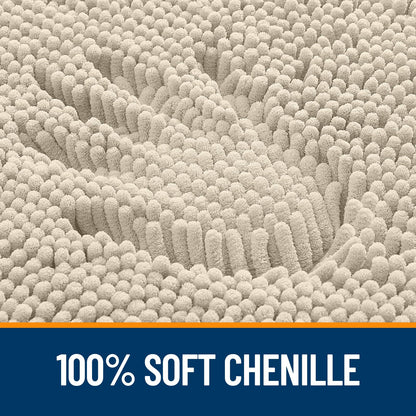 OLANLY Bathroom Rugs 36x24, Extra Soft Absorbent Chenille Bath Rugs, Rubber Backing Quick Dry, Machine Washable Bath Mats for Bathroom Floor, Tub and Shower, Home Decor Accessories, Sand