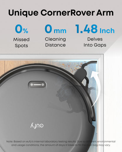 eufy C10 Robot Vacuum Self Emptying, 8 Weeks Hands Free, Advanced Smart Mapping with LiDAR Navigation, 2.85-Inch Slim Design, Powerful Suction, Edge Expansion Brush for Pet Hair, Carpet Detection