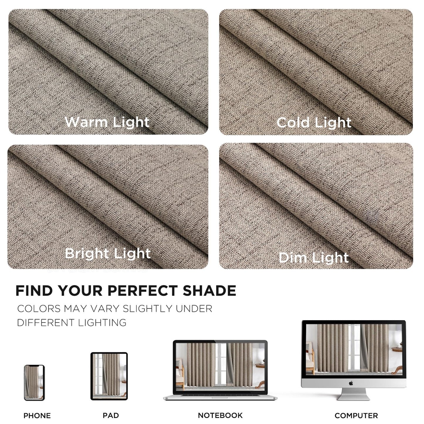 Joydeco Blackout Curtains for Bedroom - Nature Linen 84 Inch Long 100% Light Blocking 2 Panels Set, Rod Pocket & Back Tabs Living Room Drapes, Thermal Insulated Room Darkening Window Curtains