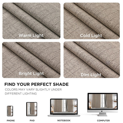 Joydeco Blackout Curtains for Bedroom - Nature Linen 84 Inch Long 100% Light Blocking 2 Panels Set, Rod Pocket & Back Tabs Living Room Drapes, Thermal Insulated Room Darkening Window Curtains