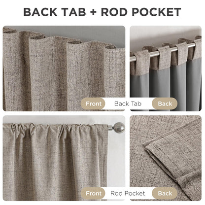 Joydeco Blackout Curtains for Bedroom - Nature Linen 84 Inch Long 100% Light Blocking 2 Panels Set, Rod Pocket & Back Tabs Living Room Drapes, Thermal Insulated Room Darkening Window Curtains