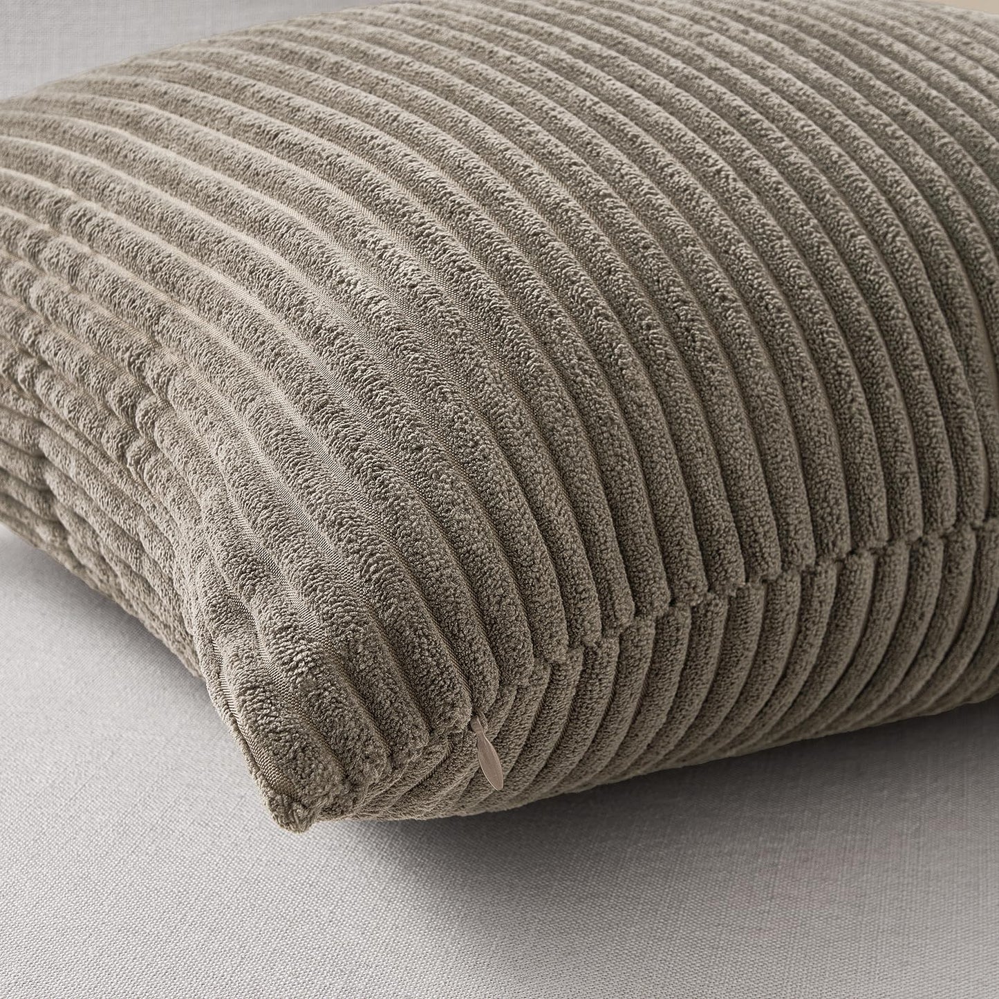 Topfinel 4 Packs Natural Decorative Throw Pillows Covers 18x18 Inch for Living Room Couch Bed Sofa, Rustic Farmhouse Boho Home Decor, Soft Plush Striped Corduroy Square Cushion Case 45x45 cm