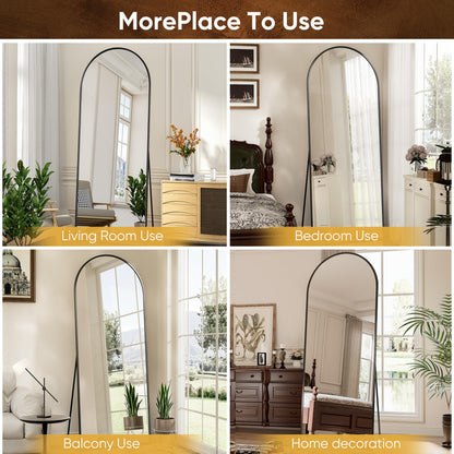 Antok Full Length Mirror, 71"x28" Floor Mirror, Arched Floor Standing Freestanding Arch Full Body Mirrors with Stand for Bedroom, Hanging Mounted for Living Room Cloakroom,Black