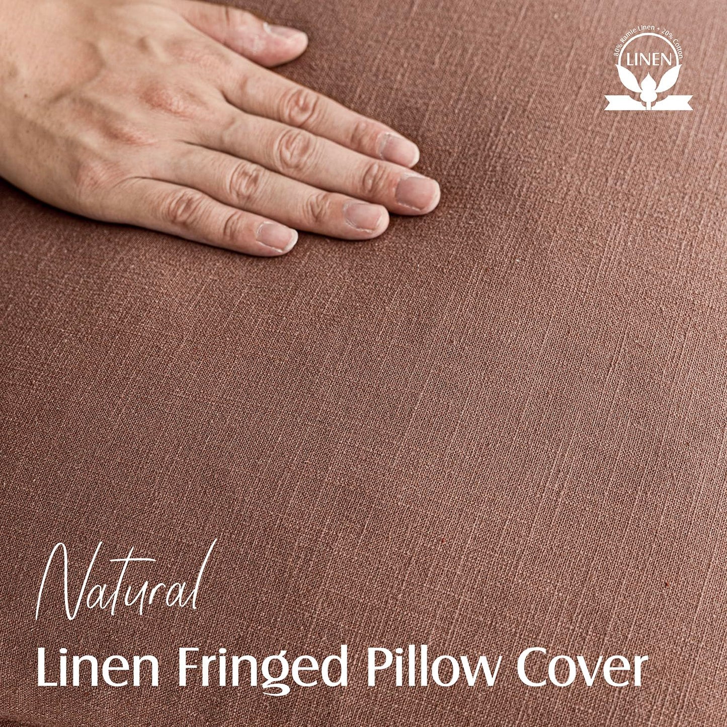 Foindtower Set of 2 Decorative Linen Fringe Throw Pillow Covers Cozy Boho Farmhouse Cushion Cover with Tassels Soft Accent Pillowcase for Couch Chair Sofa Bed Living Home Decor,18×18 Inch,Rust