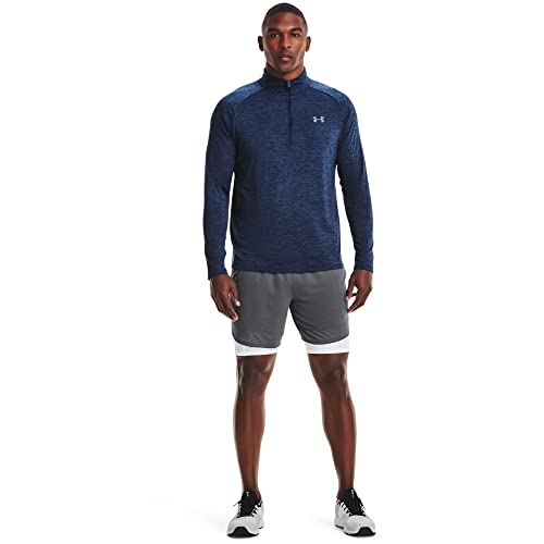 Under Armour Mens Tech 2.0 1/2 Zip-Up T-Shirt , Academy Blue (409)/Steel , Large