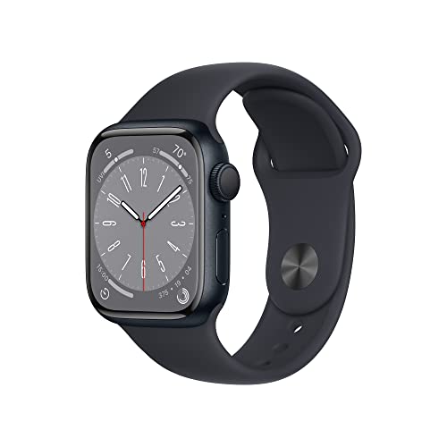 Apple Watch Series 8 [GPS 41mm] Smart Watch w/Midnight Aluminum Case with Midnight Sport Band - S/M. Fitness Tracker, Blood Oxygen & ECG Apps, Always-On Retina Display, Water Resistant