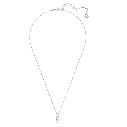 Swarovski Attract Trilogy Necklace - Women's White Round Crystal Pendant with Rhodium Plated Chain, Medium