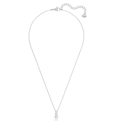 Swarovski Attract Trilogy Necklace - Women's White Round Crystal Pendant with Rhodium Plated Chain, Medium