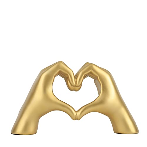 DOVDOV Golden Gesture Decoration, Love Finger Statue Modern, Modern Art Sculpture Personalized Finger Home Decoration, Creative Wedding Home Desktop Decoration