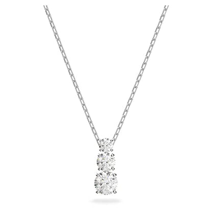 Swarovski Attract Trilogy Necklace - Women's White Round Crystal Pendant with Rhodium Plated Chain, Medium