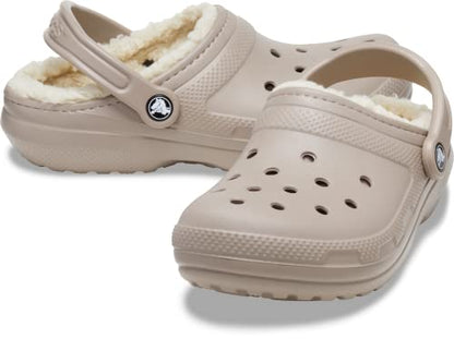 Crocs Unisex Classic Lined Clog | Fuzzy Slippers, Mushroom/Bone, 4 US Men