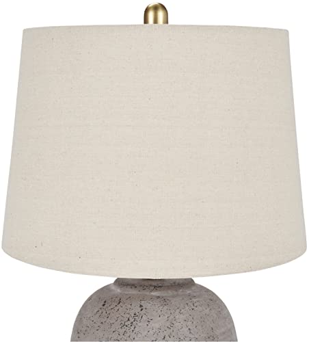 Nourison 23" Earth Brown Rustic Ceramic Jar Table Lamp for Bedroom, Living Room, Dining Room, Office, with Beige Tapered Drum Shade