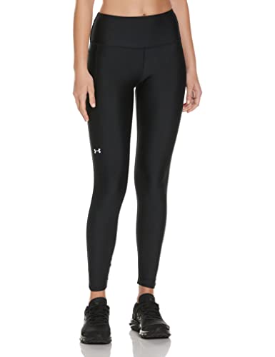 Under Armour Women HG Armour HiRise Leg, super-light sports leggings for women, comfortable and breathable workout leggings, Black (001)/White, Medium