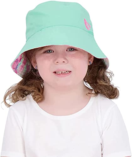 Bucket Hat for Girls & Boys, Packable Double Sided Reversible Beach Sun Kids Bucket Hat (Mint Green/Tie Dye, 3-6 Years)