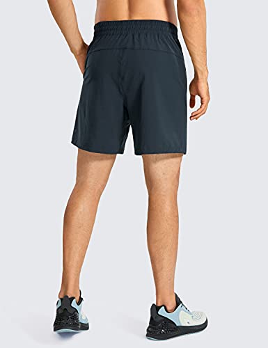 CRZ YOGA Men's Linerless Workout Shorts - 7'' Quick Dry Running Sports Athletic Gym Shorts with Pockets True Navy Large