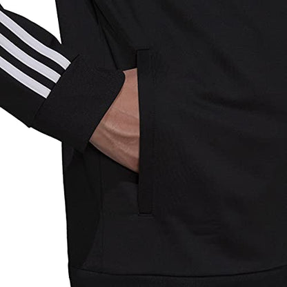 adidas Men's Essentials Warm-Up 3-Stripes Track Top, Black/White, Small