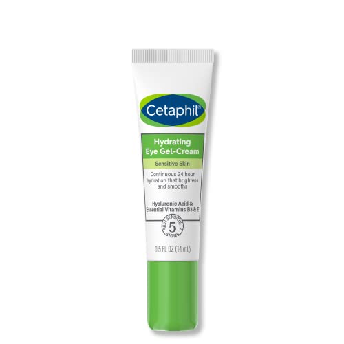 Cetaphil Hydrating Eye Gel-Cream, With Hyaluronic Acid, 0.5 fl oz, Brightens and Smooths Under Eyes, 24 Hour Hydration for All Skin Types, (Packaging May Vary)