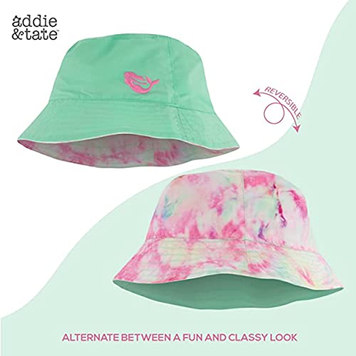 Bucket Hat for Girls & Boys, Packable Double Sided Reversible Beach Sun Kids Bucket Hat (Mint Green/Tie Dye, 3-6 Years)