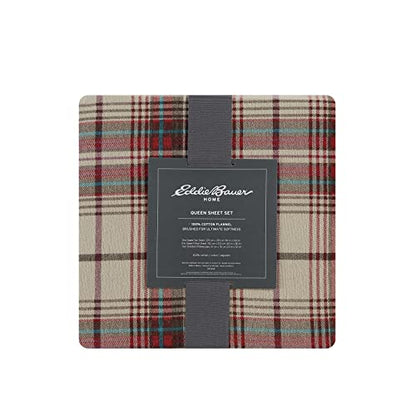 Eddie Bauer - Queen Sheets, Cotton Flannel Bedding Set, Brushed for Extra Softness, Cozy Home Decor (Montlake Plaid, Queen)