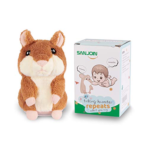 SANJOIN Toddler Toys 2-3 Talking Hamster Repeats What You Say, Interactive Birthday Gift, Stocking Sfufers for Kids Boys Girls Gifts for 1.5+ Year Old Baby, Child (Brown)