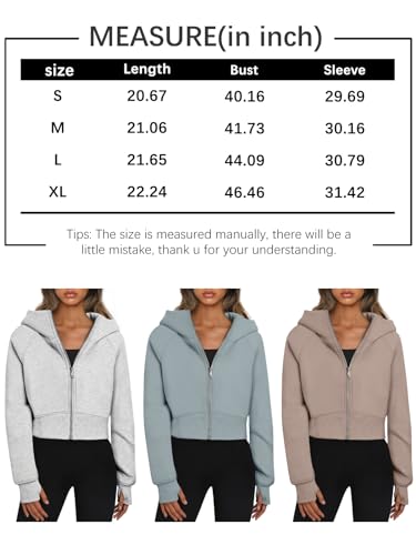 Trendy Queen Winter Outfits Fleece Jackets for Women Zip Up Hoodies Sweatshirts Cropped Coats Fall Casual Pullover Sweaters Clothes 2023 Grey