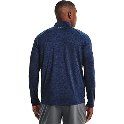 Under Armour Mens Tech 2.0 1/2 Zip-Up T-Shirt , Academy Blue (409)/Steel , Large