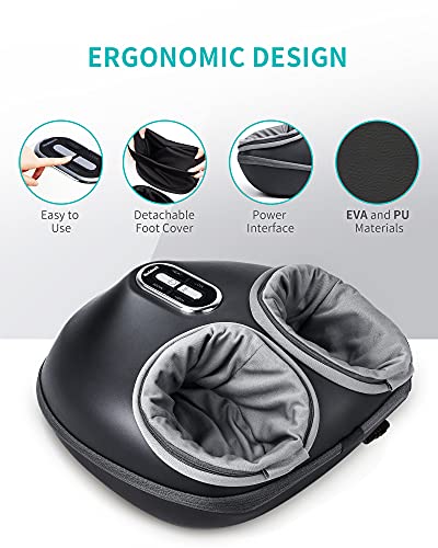 Nekteck Shiatsu Foot Massager Machine with Soothing Heat, Deep Kneading Therapy, Air Compression, Improve Blood Circulation and Foot Wellness,Relax for Home or Office Use(Gray)