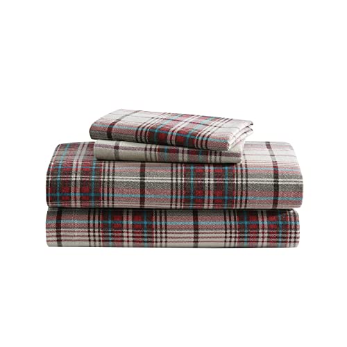 Eddie Bauer - Queen Sheets, Cotton Flannel Bedding Set, Brushed for Extra Softness, Cozy Home Decor (Montlake Plaid, Queen)