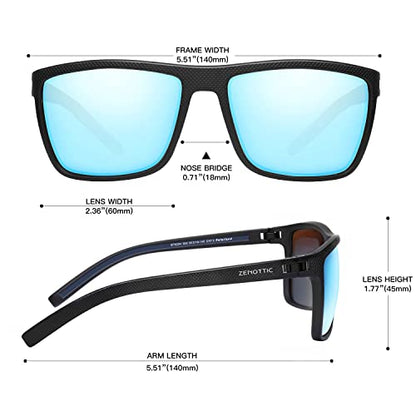 ZENOTTIC Polarized Sunglasses for Men Lightweight TR90 Frame UV400 Protection Square Sun Glasses