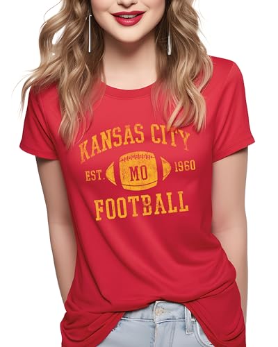 Vintage City Classic T-Shirt | American Football Arch Tee | Unisex Sizing (Medium, KC Red)